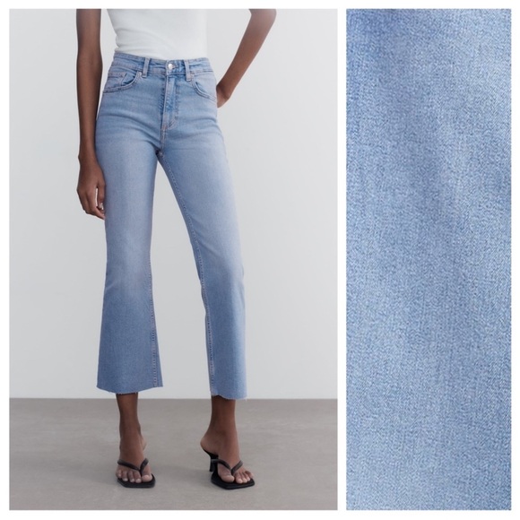 Zara Light Blue Flare Leg Jeans - Picture 4 of 5